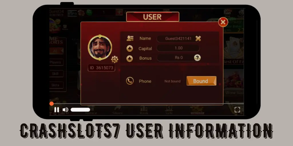 Crashslots game user information