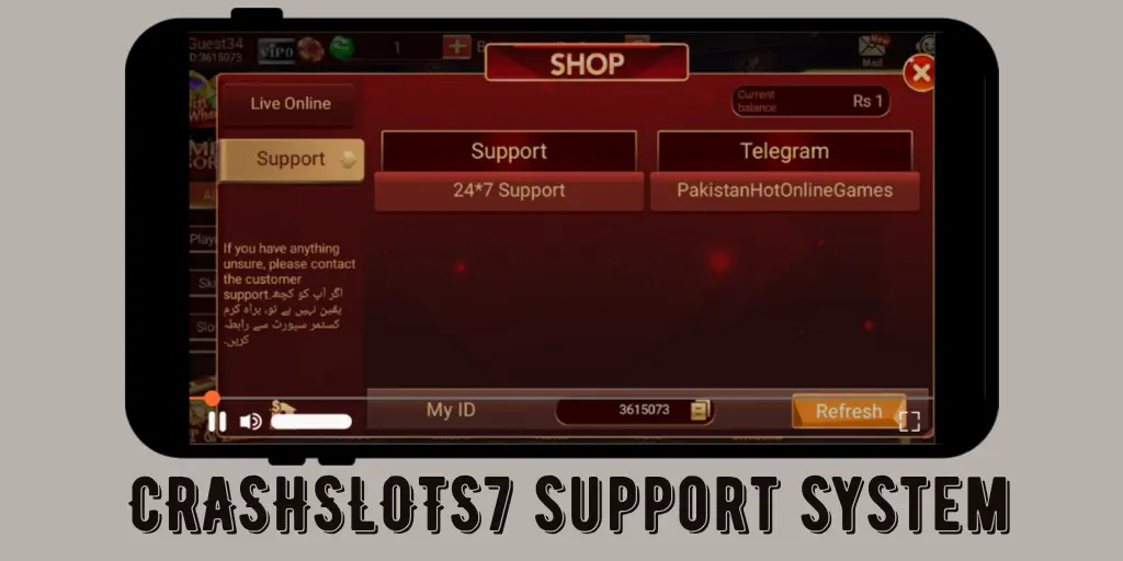 Crashslots7 game support system