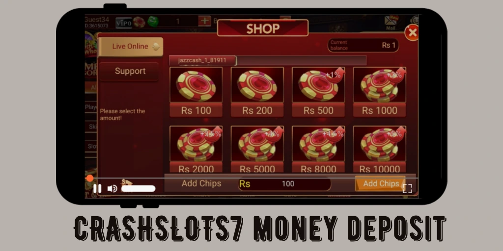 Crashslots7 game money deposit